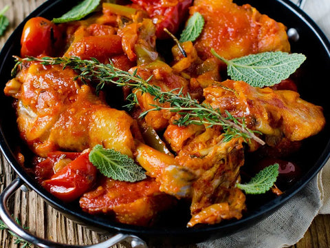Chicken stew with Portuguese chorizo