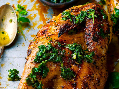 Suprême de volaille cuit à basse température marinade chimichurri