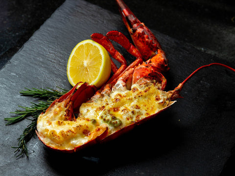 Broiled Half Lobsters with Garlic & Whiskey Mayonnaise and Grated Gruyère
