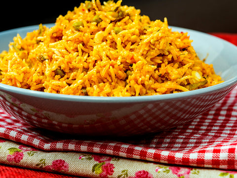 Paella-style Saffron Rice with Grilled Chorizo